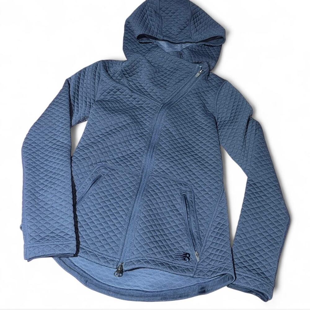 New Balance Women’s Quilted Hooded Jacket – Blue Full Zip (Size M)